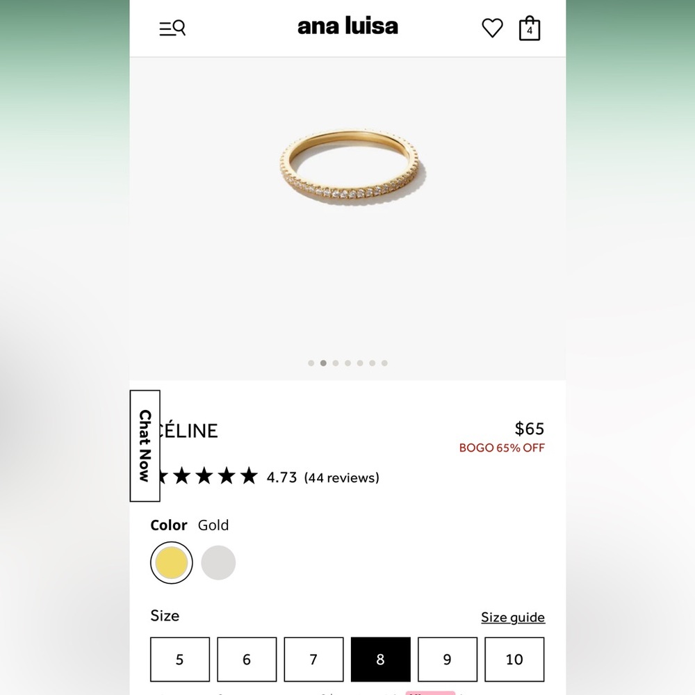Ana Luisa Céline ring in great condition (size 8)